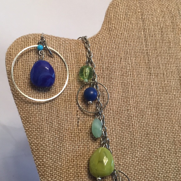 Long 34” zen stone Necklace with Earrings. Boho EUC - Picture 4 of 5